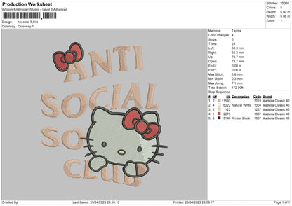 Hk Social Embroidery File 6 sizes