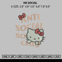 Hk Social Embroidery File 6 sizes