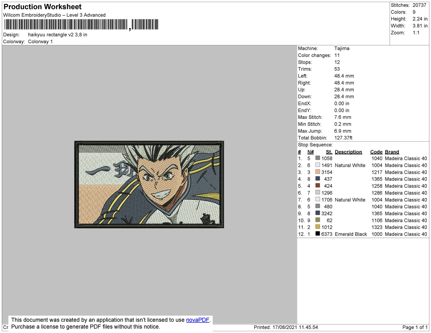Haikyuu Rectangle V2 Embroidery File 4 size