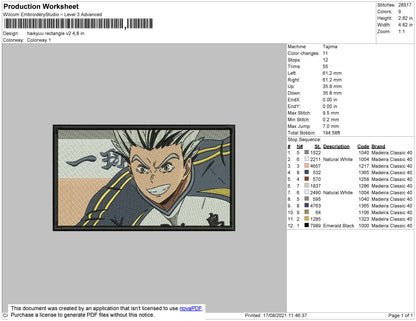 Haikyuu Rectangle V2 Embroidery File 4 size