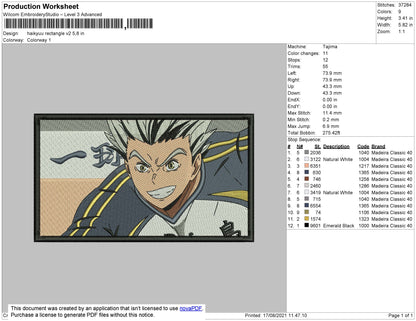 Haikyuu Rectangle V2 Embroidery File 4 size