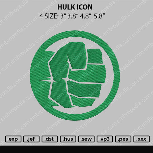 Hulk Icon Embroidery File 4 size