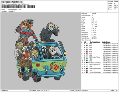 Halloween Gang Embroidery File 4 size