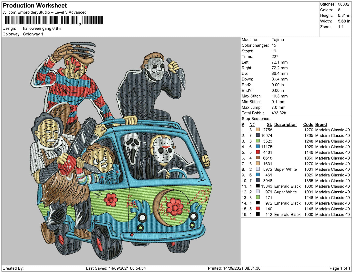 Halloween Gang Embroidery File 4 size