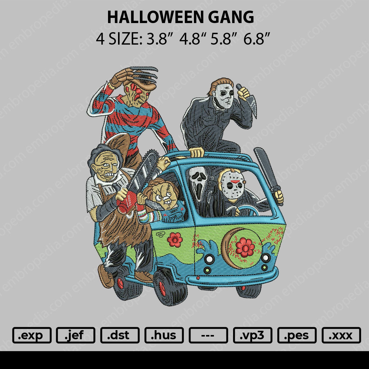 Halloween Gang Embroidery File 4 size