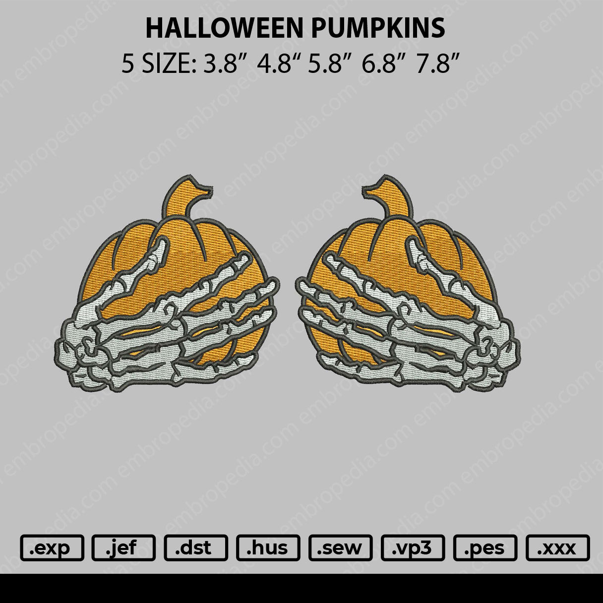 Halloween Pumpkins Embroidery File 5 size