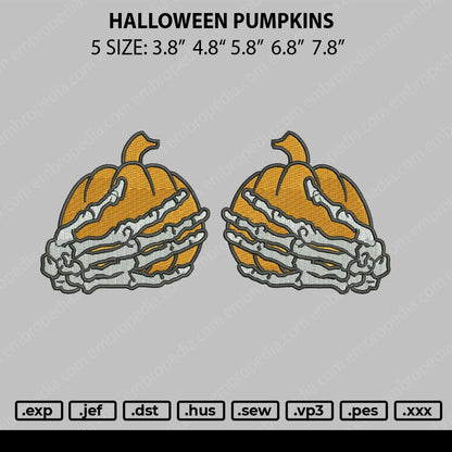 Halloween Pumpkins Embroidery File 5 size