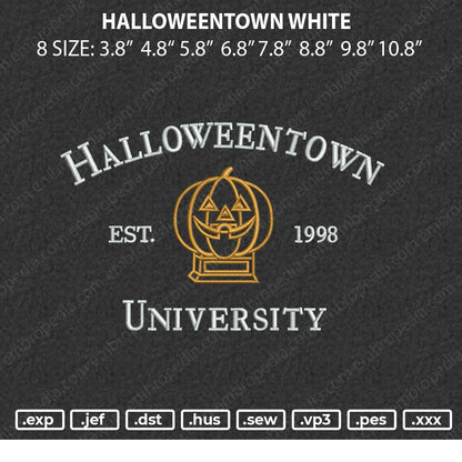 Halloweentown White Embroidery File 8 size