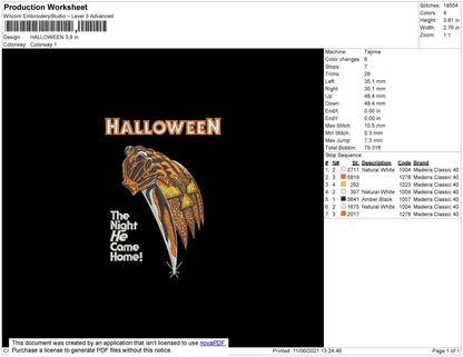 Halloween Embroidery File 4 size