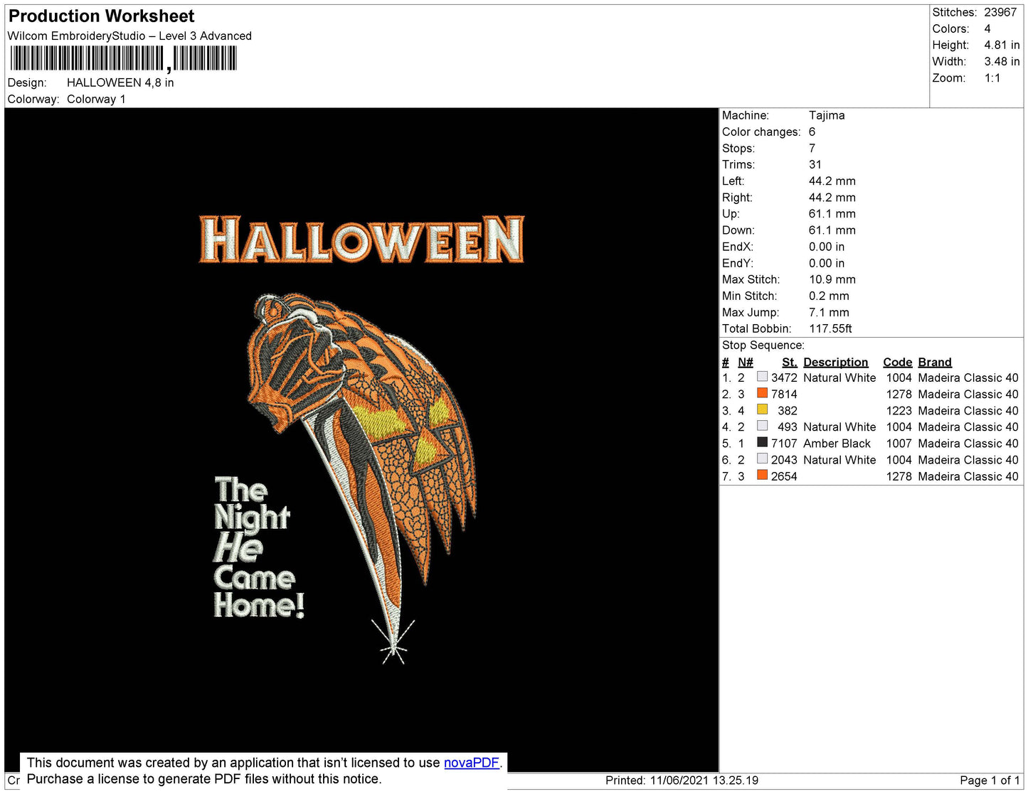 Halloween Embroidery File 4 size