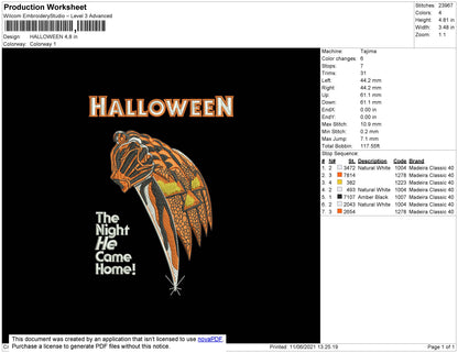 Halloween Embroidery File 4 size