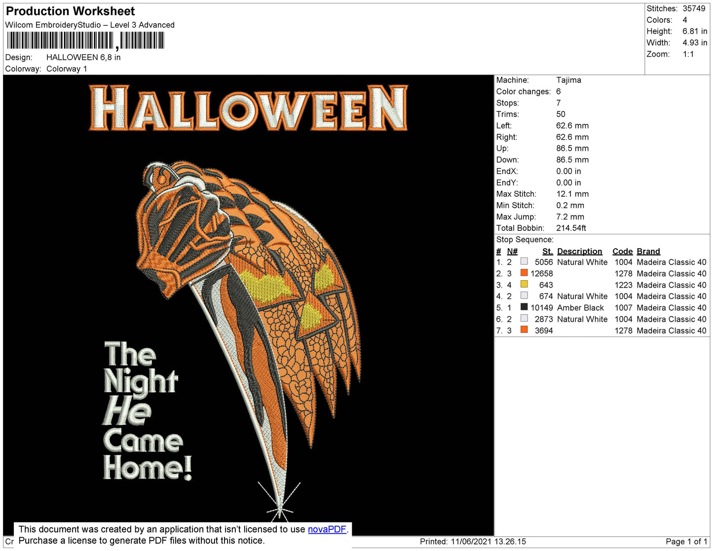Halloween Embroidery File 4 size