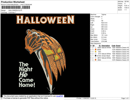 Halloween Embroidery File 4 size