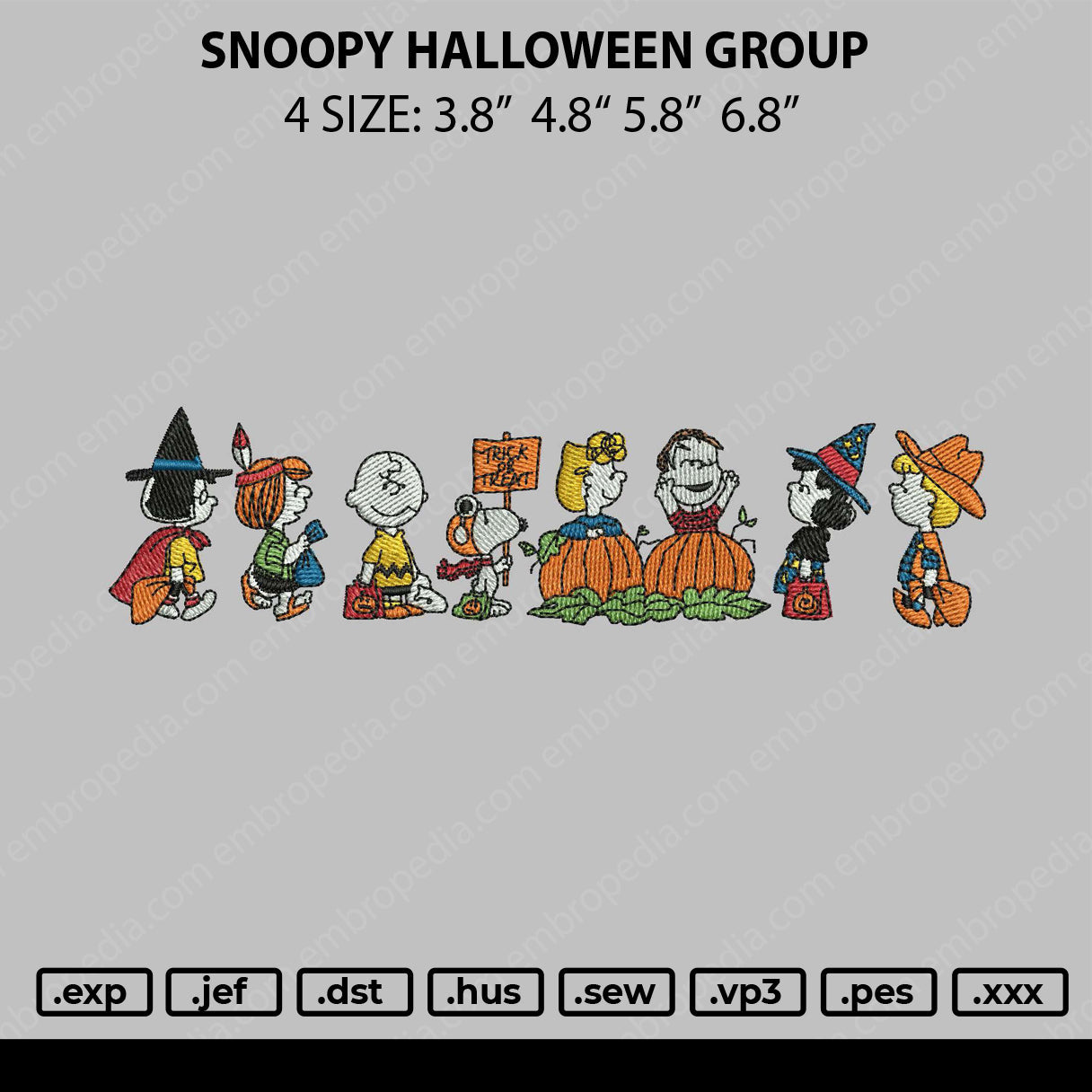 Snoopy Halloween Group Embroidery File 4 size