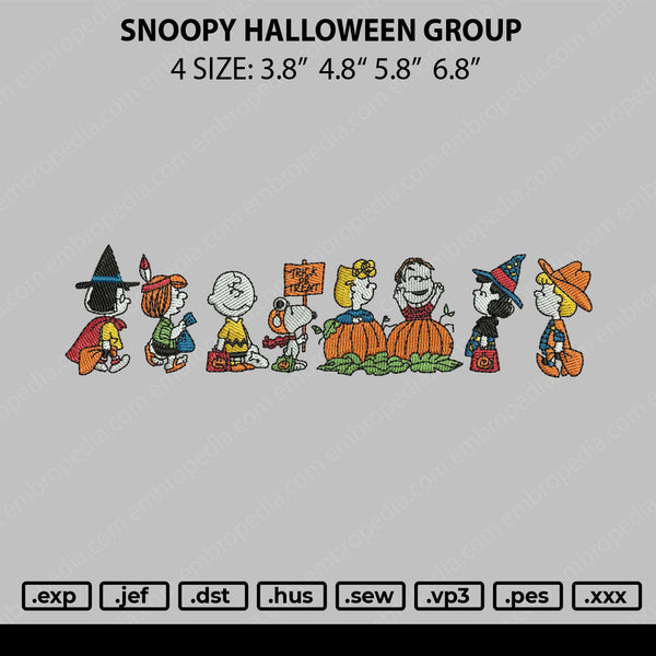 Snoopy Halloween Group Embroidery File 4 size