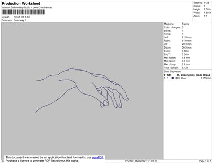 Hands V1 Embroidery File 4 Size