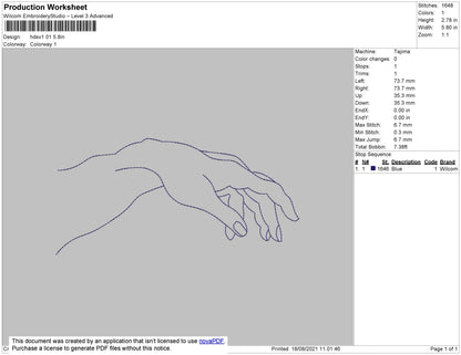 Hands V1 Embroidery File 4 Size