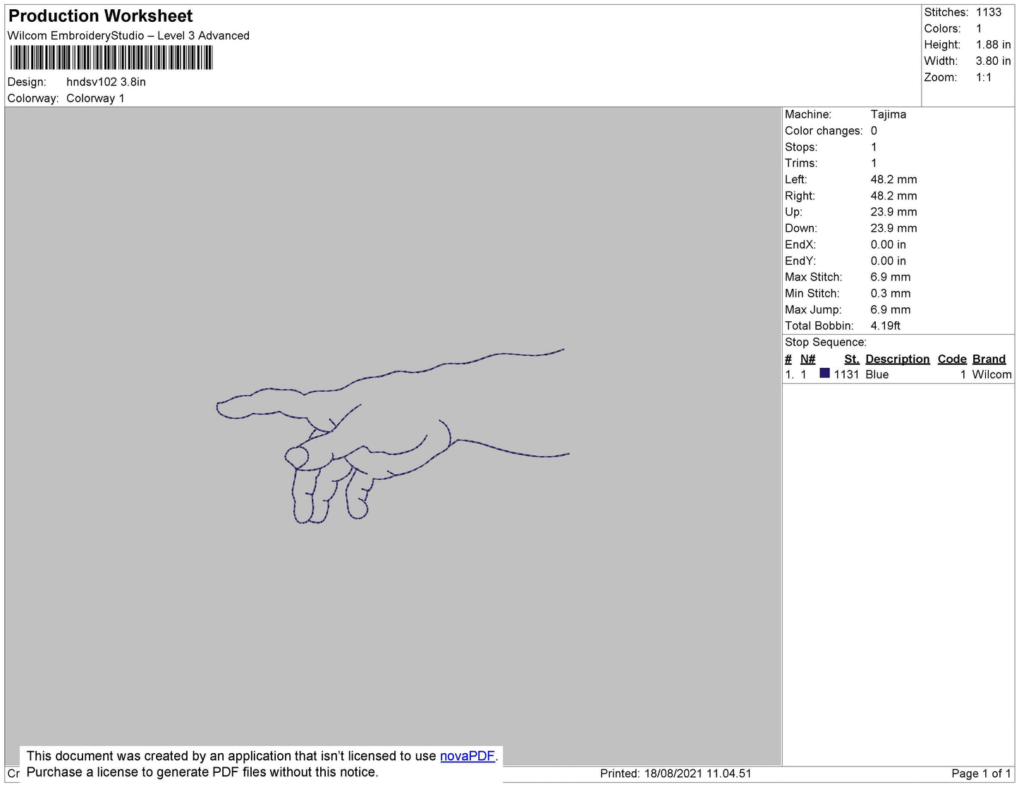 Hands V1 Embroidery File 4 Size