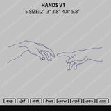 Hands V1 Embroidery File 4 Size