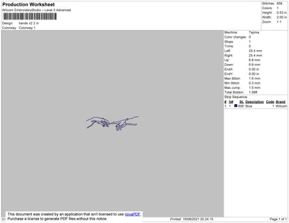 Hands V2 Embroidery File 4 size