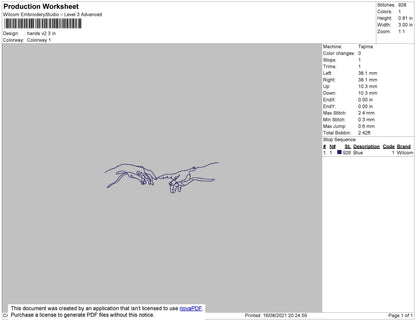Hands V2 Embroidery File 4 size