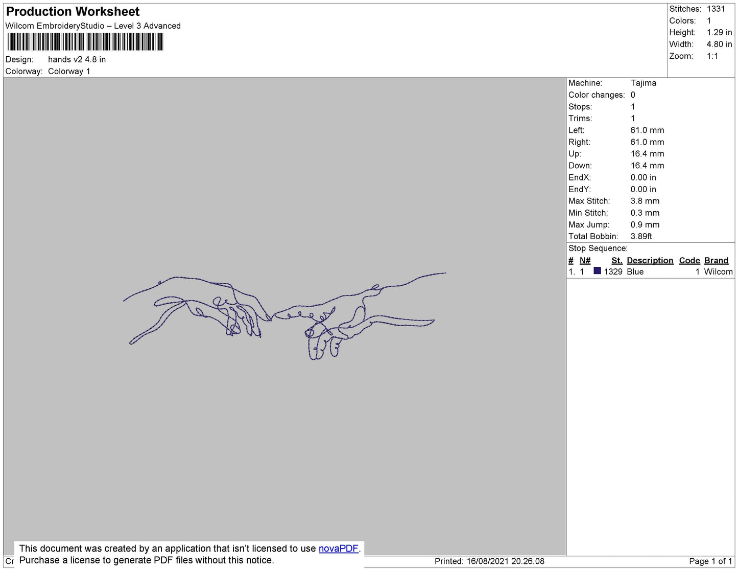 Hands V2 Embroidery File 4 size