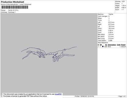 Hands V2 Embroidery File 4 size