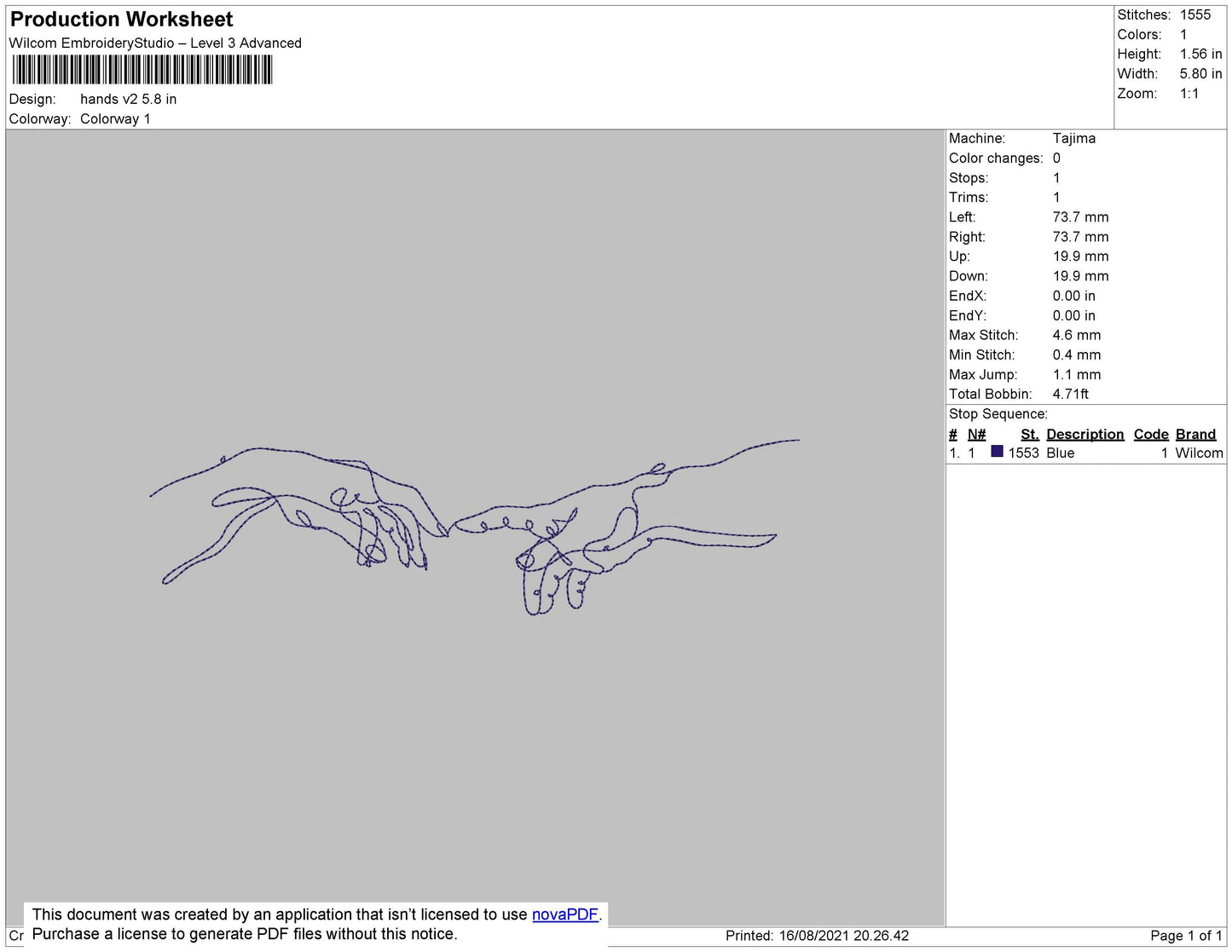 Hands V2 Embroidery File 4 size