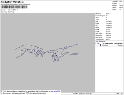 Hands V2 Embroidery File 4 size