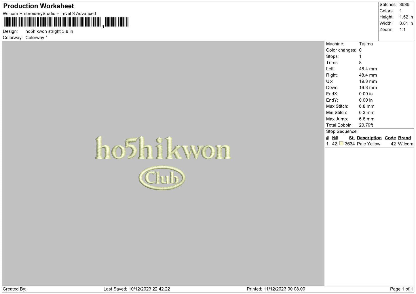Club Text Embroidery File 6 sizes