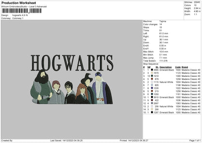 Hogwartsflat Embroidery File 6 sizes