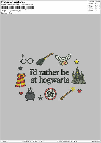 Hogwartstext Icons Embroidery Machine Design File 6 sizes