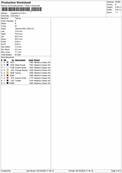 Hogwartstext Icons Embroidery Machine Design File 6 sizes