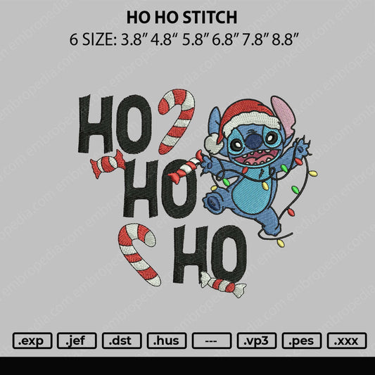 Ho Ho Stitch Embroidery File 6 sizes