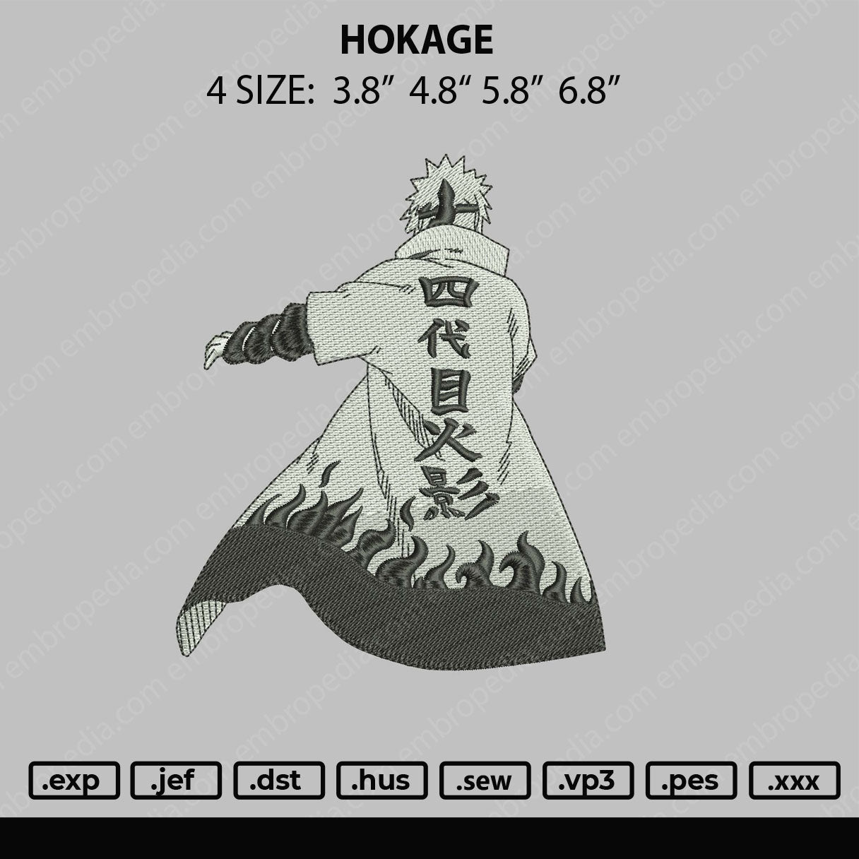 Hokage Embroidery File 4 size