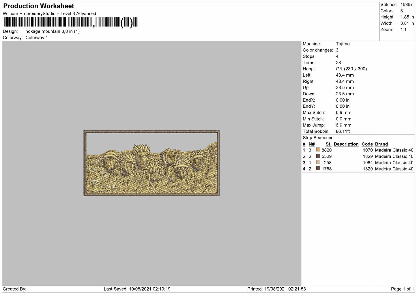 Hokage Mountain Embroidery File 4 size