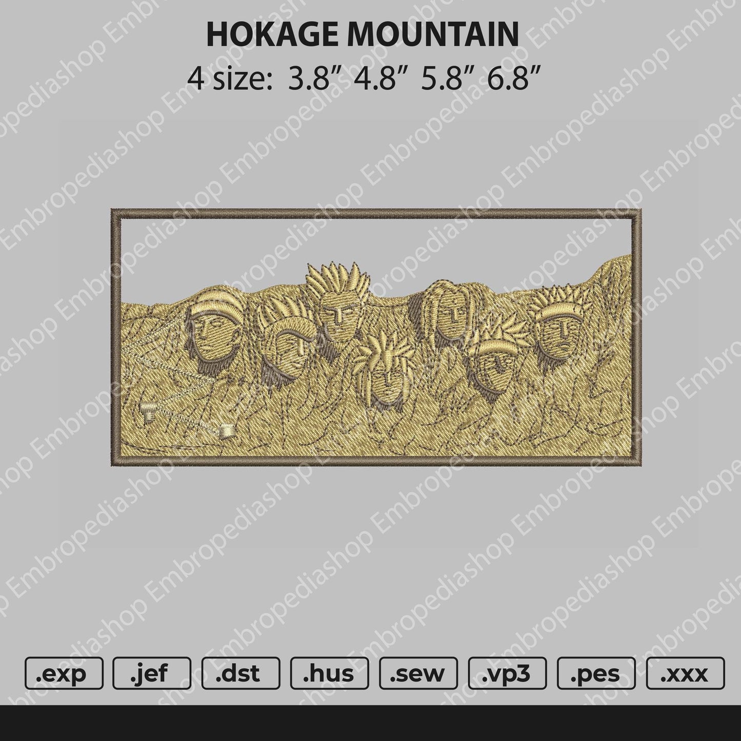 Hokage Mountain Embroidery File 4 size