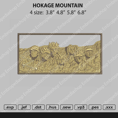 Hokage Mountain Embroidery File 4 size