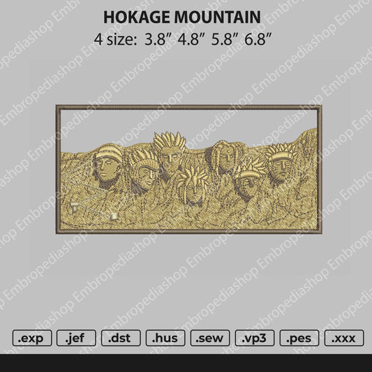 Hokage Mountain Embroidery File 4 size