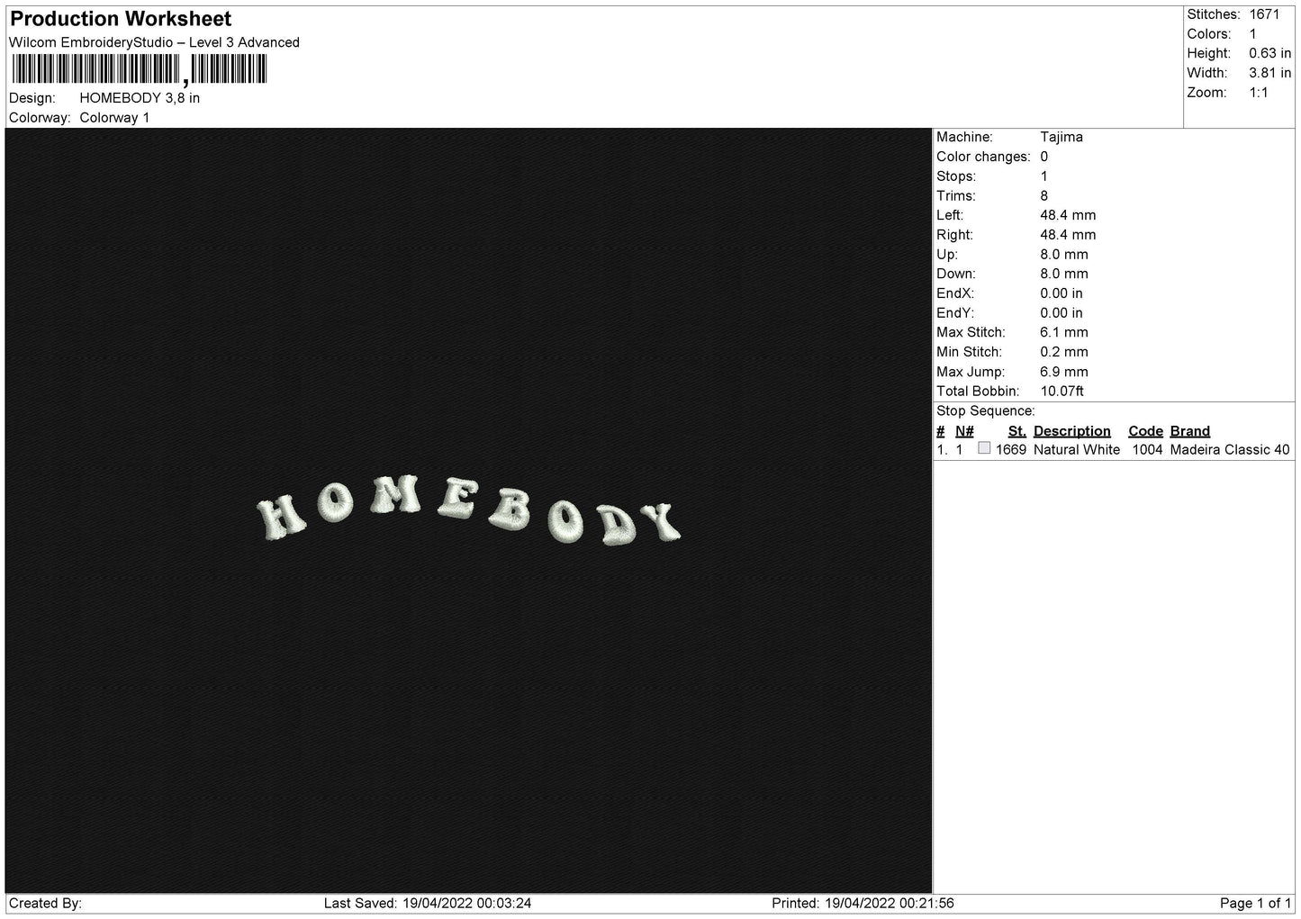 Homebody Embroidery File 4 size
