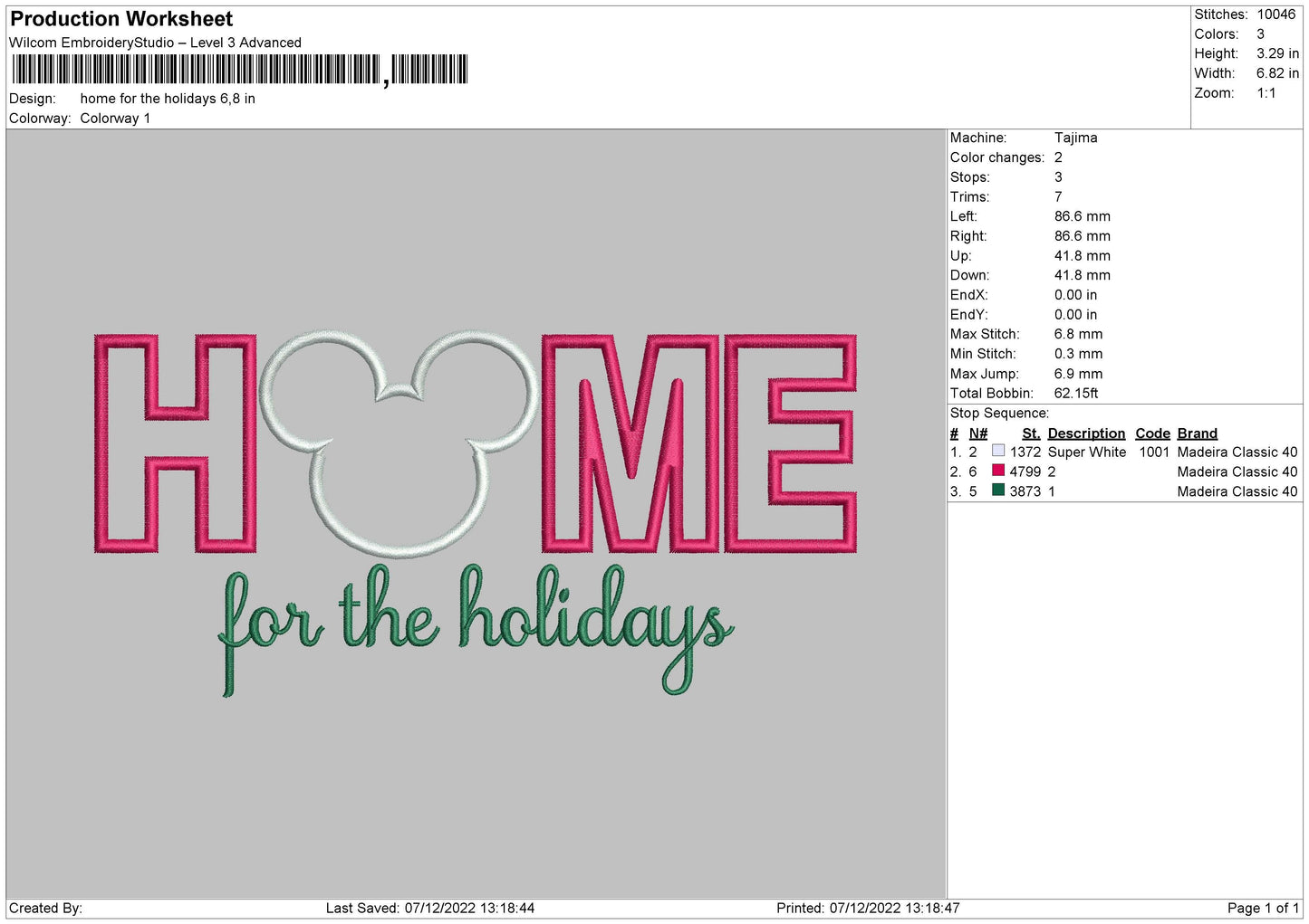 Home Holidays Embroidery File 6 sizes
