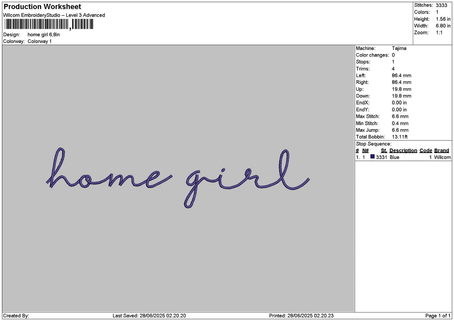 Home Girl Text Embroidery File 6 sizes