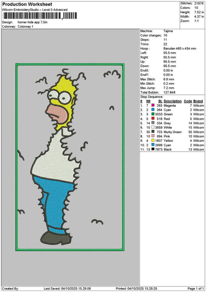 Simpson App Hide Embroidery File 6 sizes