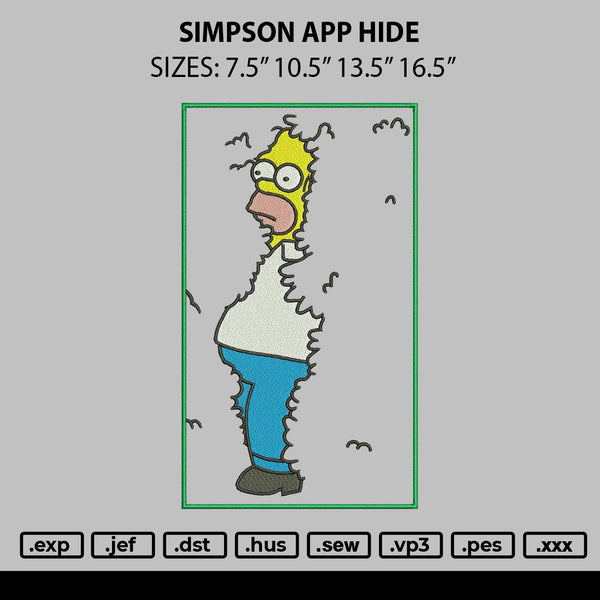 Simpson App Hide Embroidery File 6 sizes