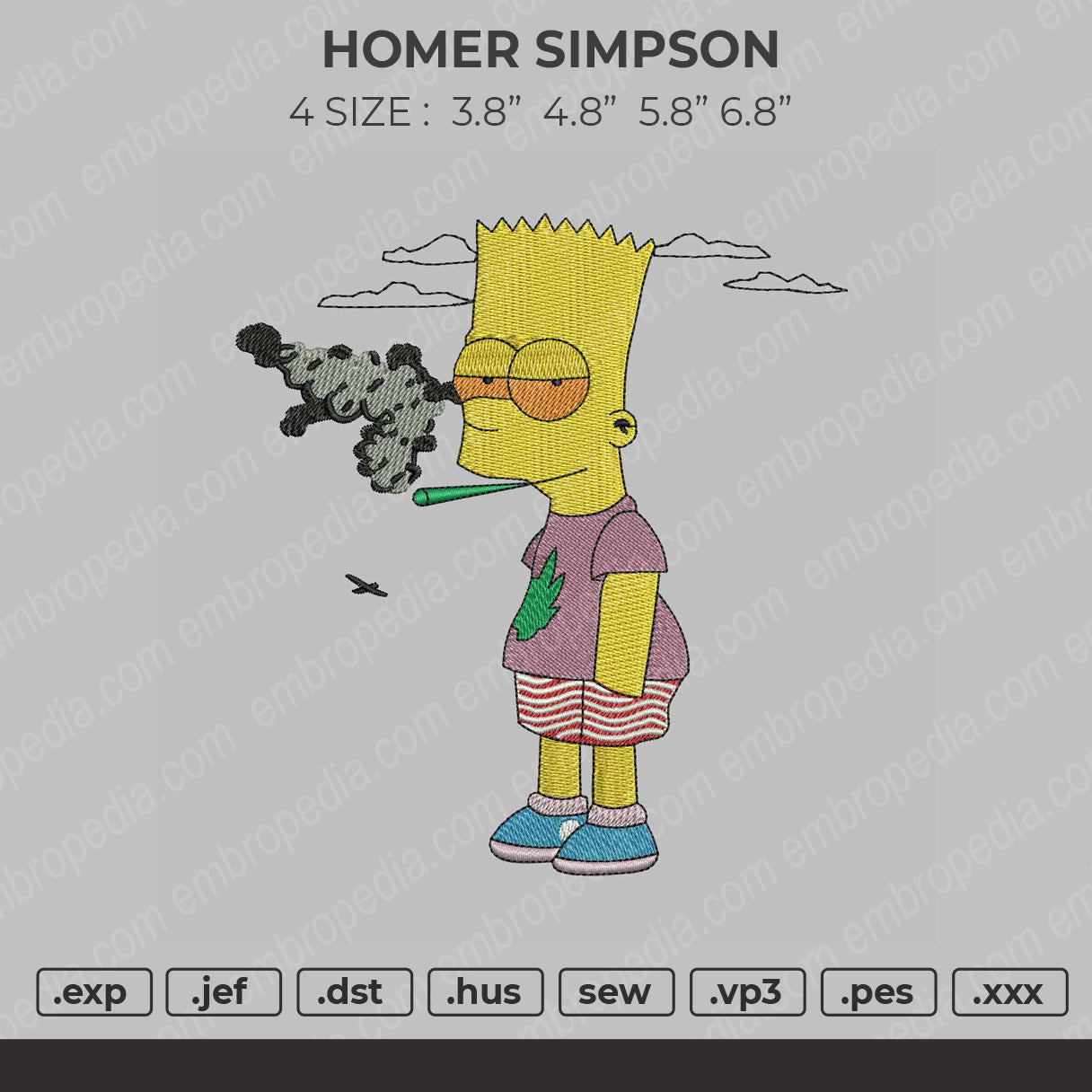Homer Simpson Embroidery File 4 size