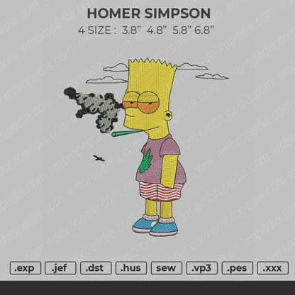 Homer Simpson Embroidery File 4 size
