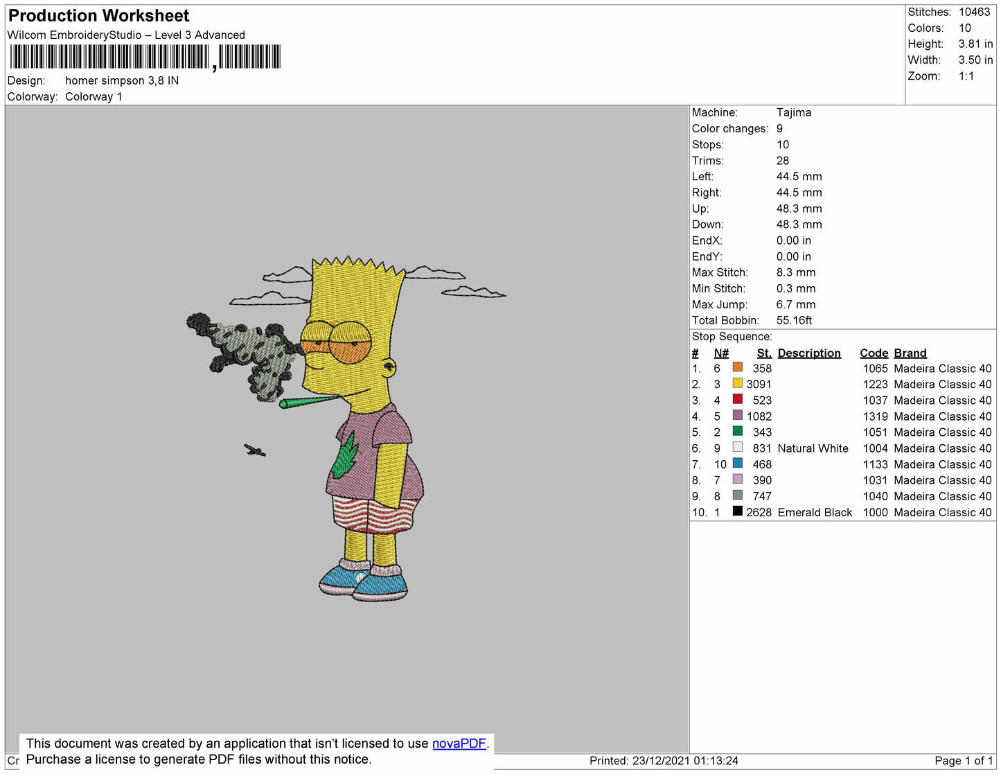 Homer Simpson Embroidery File 4 size