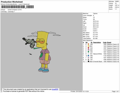 Homer Simpson Embroidery File 4 size