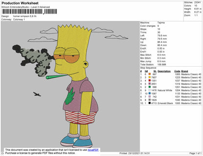 Homer Simpson Embroidery File 4 size