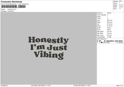 Honestly Embroidery File 4 size